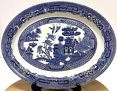 Buy Vintage Willow Woods Ware Woods And Sons Blue Oval Platter 14.5  X 11  Excellent • 14.99£