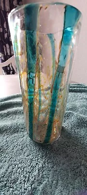 Buy Mdina Glass Vase - Turquoise & Gold • 25£