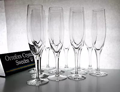 Buy Orrefors Crystal ILLUSION CLEAR Set/11 Champagne Flutes EXCELLENT Sweden • 354.02£