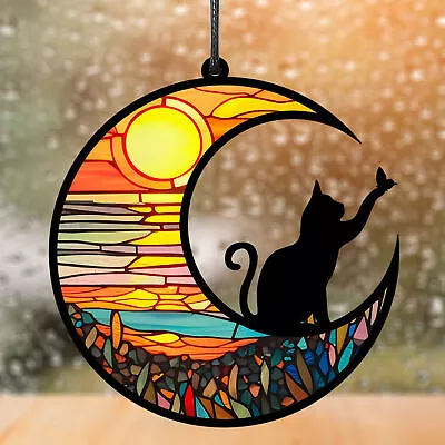 Buy Cat Memorial Suncatcher Stained Glass Window Hanging Colorful UV Printed Acrylic • 5.62£