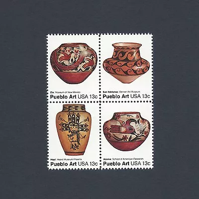 Buy Pueblo Pottery - Vintage Mint Set Of 4 Stamps 46 Years Old! • 4.65£