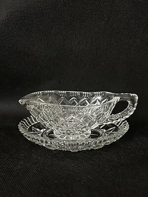 Buy Vintage Small Cut Glass Sauce Boat & Tray Mint/Cranberry/Redcurrant • 12£