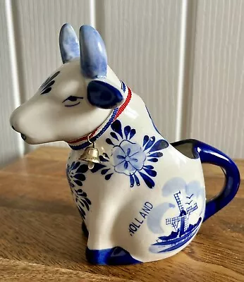 Buy Vintage Delft Blue And White Pottery Cow Milk Jug Creamer Hand Painted Holland • 10£