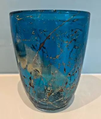 Buy Vintage Art Glass Mdina Glass Malta Multicolored Blue Decorative Vase • 25£