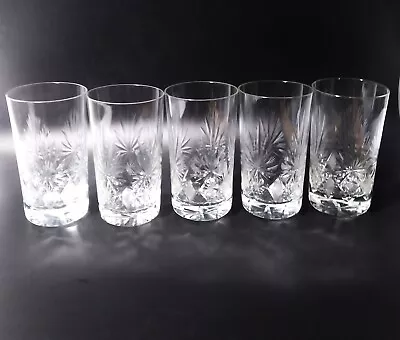Buy 5 American Brilliant Cut Crystal Highball Glasses Tumblers Antique ABP 5.5  16oz • 112.03£