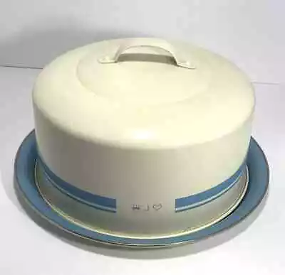 Buy Jamie Oliver VTG MCM Retro Style Enamelware Blue Cake Carrier Cover & Plate 9.5” • 30.74£