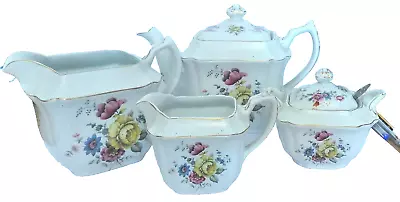 Buy Vintage Midwinter Florette Tea Pot Milk & Cream Jugs Sugar Bowl + Spoon • 25£