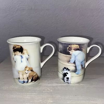 Buy Leonardo Collection Fine Bone China X2 Children & Animals Mugs. 10cm H 7.5cm D • 8.99£