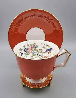 Buy Vintage Aynsley Pembroke Red China Tea Cup And Saucer Bird Of Knowledge England • 40.04£