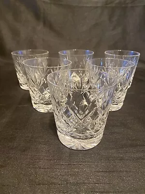 Buy Royal Doulton Crystal Georgian Cut Whisky Glass Tumbler 3” Tall Set 6 • 59.99£