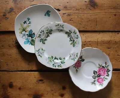Buy Three English China Tea Cup Saucers - Mixed Collection Floral Patterns   • 0.99£