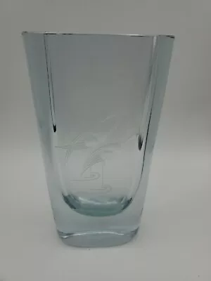 Buy VTG Stromberg Crystal Vase Etched Heron Crane Signed Sweden 9  • 37.27£