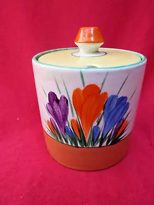 Buy CLARICE CLIFF Crocus Handpainted Art Deco Preserve Jam Pot • 39.99£