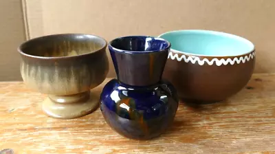 Buy 3 Small Pieces Denby/Danesby Ware- 2 Bowls And 1 Small Multicoloured Blue Vase • 3.75£