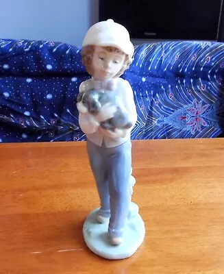 Buy Nao By Lladro Figurine 1135 Best Buddies Boy Holding Dog 20cm • 8£