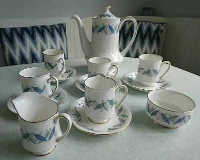 Buy  Royal Standard  Fine Bone China  Tea/Coffee Set. White/Blue Leaf Motif • 50£