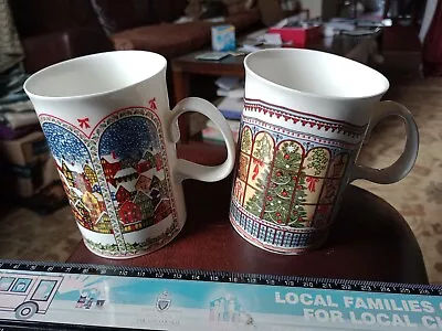 Buy Two Dunoon Fine Bone China Christmas Design Mugs. 4  Tall. • 8£