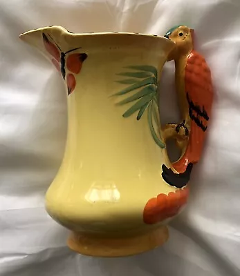 Buy Vintage Burleigh Ware Art Deco Yellow/Red Parrot Handle Jug/Pitcher/Vase C.1930s • 35£