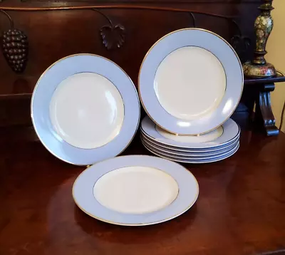 Buy 8 XDoulton Bruce Oldfield Dinner  Tableware Plates Blue White Gold  2004, 26 Cm • 49.99£