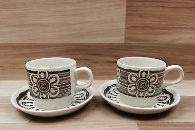 Buy 2 X Vintage Retro Biltons Flower Pattern Speckled Cups & Saucers • 10.99£