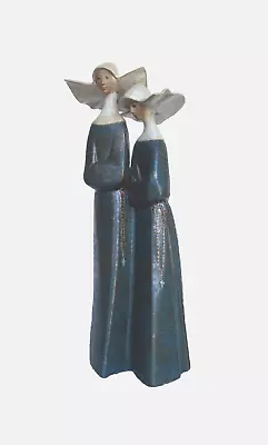Buy Vintage Lladro 2 Nuns With Rosaries Figurine, Matte Dark Blue Gres 13-1/4  Tall • 135.13£