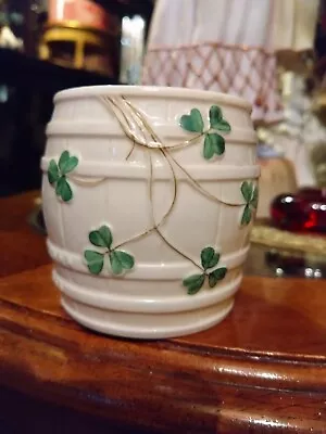 Buy 1930's Vintage Belleek Pottery Shamrock Ornamental Barrel • 34.99£