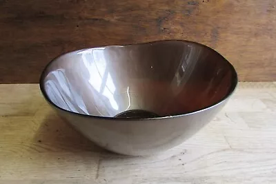 Buy  Metallic Bronze Look Curved Glass Fruit Bowl 21cm Diameter • 5£