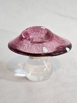Buy A Vintage Art Glass Mushroom Paperweight, Red And White, Signed • 13.99£