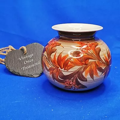 Buy JERSEY POTTERY Medium VASE (5 ) Hand Painted Brown Leaf & Floral Design * VGC A • 9£