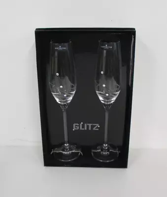 Buy Dartington Crystal Glitz Crystal Swarovski Flute Glasses Brand New RRP £55 #L3 • 28.99£