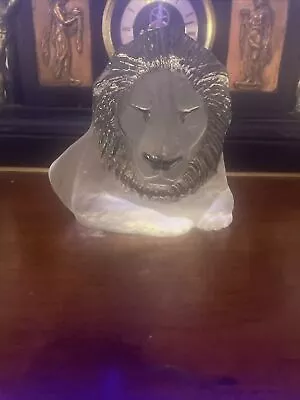 Buy Royal Krona Mats Jonasson Lion  Paperweight Frosted Crystal Glass Signed • 44.99£