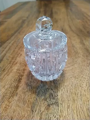 Buy Cut Glass Crystal Jam Pot Sugar Jar With Lid Spoon Vintage Retro Kitchen Table • 9.99£