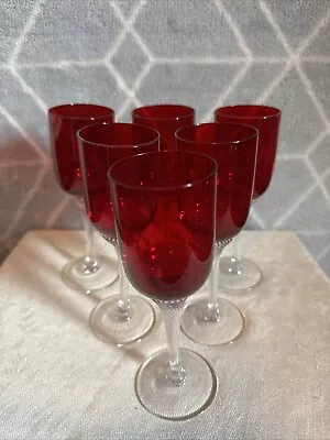 Buy Bohemia Red & Clear Twist Stem, 6 X Liqueur Cordial Sherry Glasses, 15.5cms • 34.99£