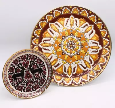 Buy GREEK PLATES Set Of 2 Decorative Hand Painted Rhodes Ibiscus Keramik Enamelled • 3.49£