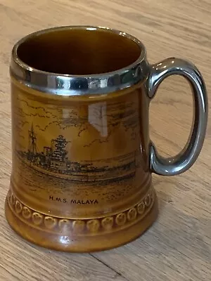 Buy Vintage 1 Pint Ale Mug HMS Mallaya WW2 Battleship Lord Nelson Pottery No1 • 15£