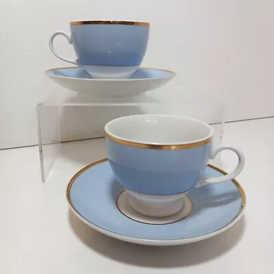 Buy 2x Royal Doulton RD 2004 Bruce Oldfield Powder Blue White Gold Tea Cup & Saucer • 9.99£