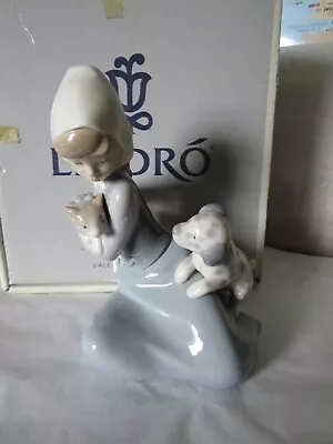 Buy Lladro 5032  Girl With Cat And  Dalmatian Puppy Dog    Superb Porcelain Figure • 49£
