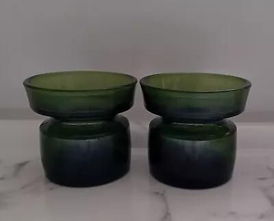 Buy 2 Dansk Green Glass Candle Holders Votive Vintage  • 14£