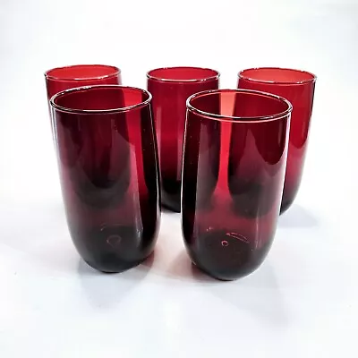 Buy 5 Vintage Anchor Hocking 5  Royal Ruby Red Glass Tumblers Glassware  • 15.80£