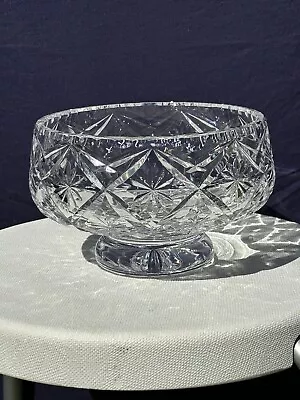 Buy Stunning Vintage Heavy Deep Cut Lead Crystal Glass Pedestal Bowl Dish • 29.99£