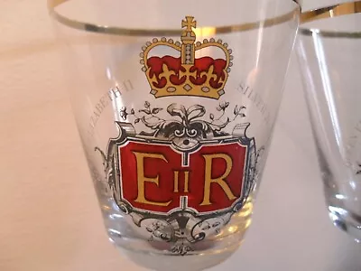 Buy 2 X Vintage Queen's Silver Jubilee 1977 Commemorative Wine Glasses Gold Rims M10 • 2.99£