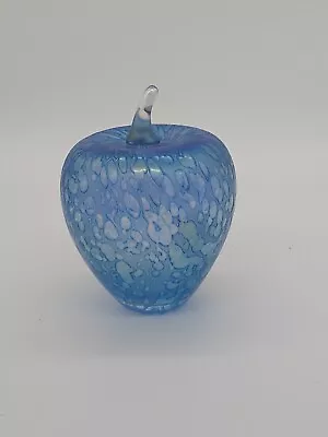 Buy Hand Blown Heron Glass Apple Stunning Blue • 26£