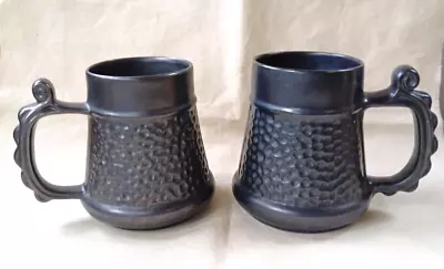 Buy Prinknash Goth Style Black Studio Pottery- Pair Of 12cm Tall Tankards • 3.75£