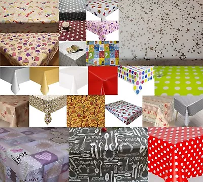 Buy Multi Coloured Table Ware Plain Printed Pvc Plastic Vinyl Table Cloth Wipe Clean • 0.99£