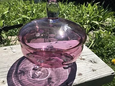 Buy Antique Amethyst Purple Lidded Candy Jar Etched Design Elegant  Footed  Jar • 69.89£