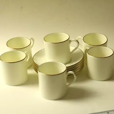 Buy Royal Worcester Strathmore 6 Coffee Cups Cans & Saucers Classic White & Gold • 26.99£