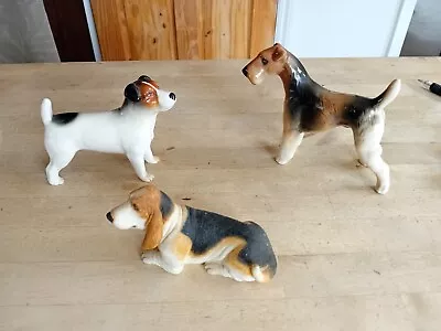 Buy 3 X Dog Figures Inc (Poss Beswick) Jack Russell,Airedale Terrier & Bassett Hound • 12£