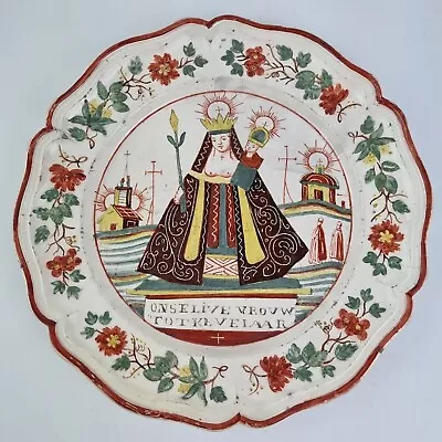 Buy Antique 18th Century Creamware Plate Painted Virgin Mary  Our Lady To Kevelaar  • 295£