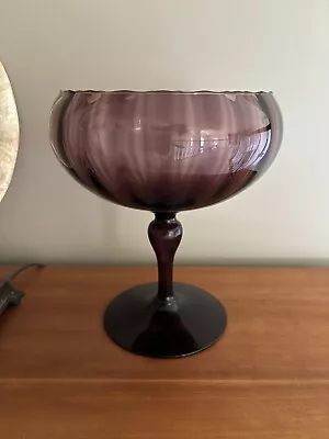 Buy Vintage Purple Art Glass Stem Pedestal Compote Bowl Dish 9” Hand Blown • 19.42£