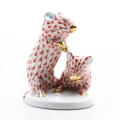 Buy Herend, Hamster Pair Porcelain Figurine, Rust Fishnet • 325.24£